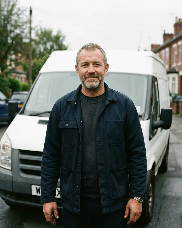 Marc Ellery beside the van